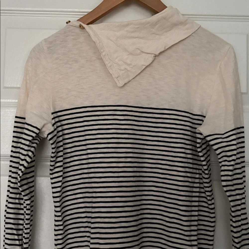 J. Crew Painter Tee Striped Turtleneck Button-Detail Size Medium